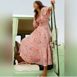 NWT SPELL Hibiscus Lane Midi Dress in Musk Pink Size Large